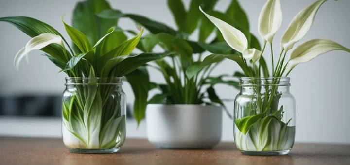 peace lily in water